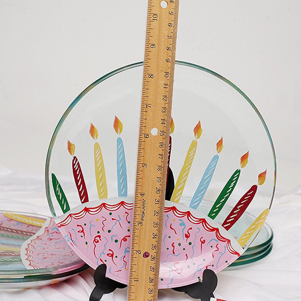 Fifth Avenue Crystal Six Individual Sliced Birthday Cake Plates Guy or Gal - Picture 5 of 5